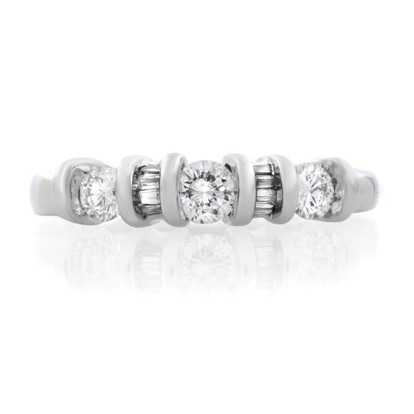 Rachel Koen Diamond Band Ring 14K White Gold 0.5cttw Size 7